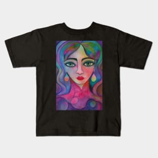 Girl with rainbow earrings Kids T-Shirt